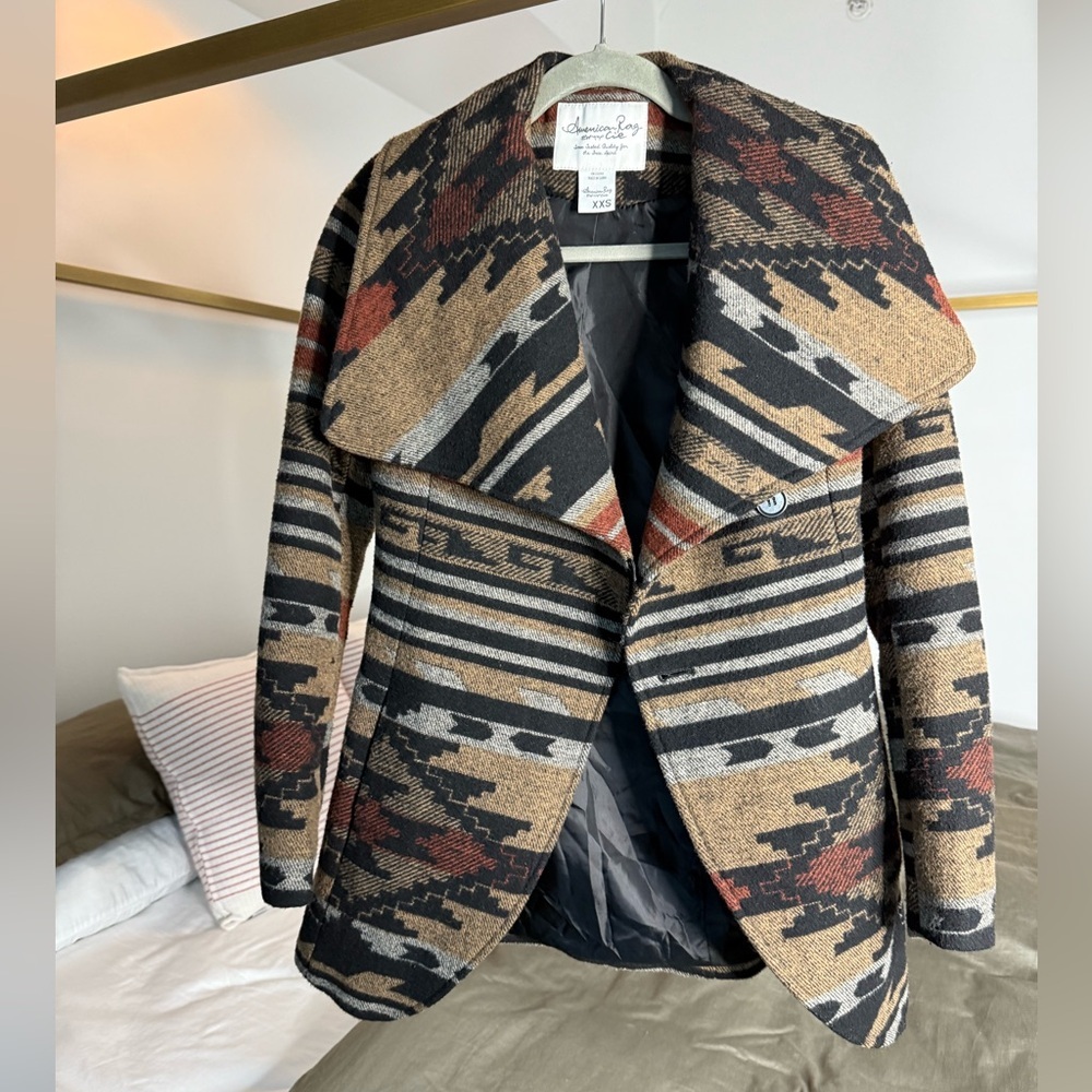 American Rag Coat Womens XXS Brown  Quilted Blazer Western Jacket Cowgirl Rodeo